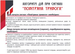 Алгоритм дій при сигналі "Повітряна тривога"