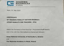 Успішна мобільність викладачів Уманського національного університету садівництва в рамках проекту Еразмус+